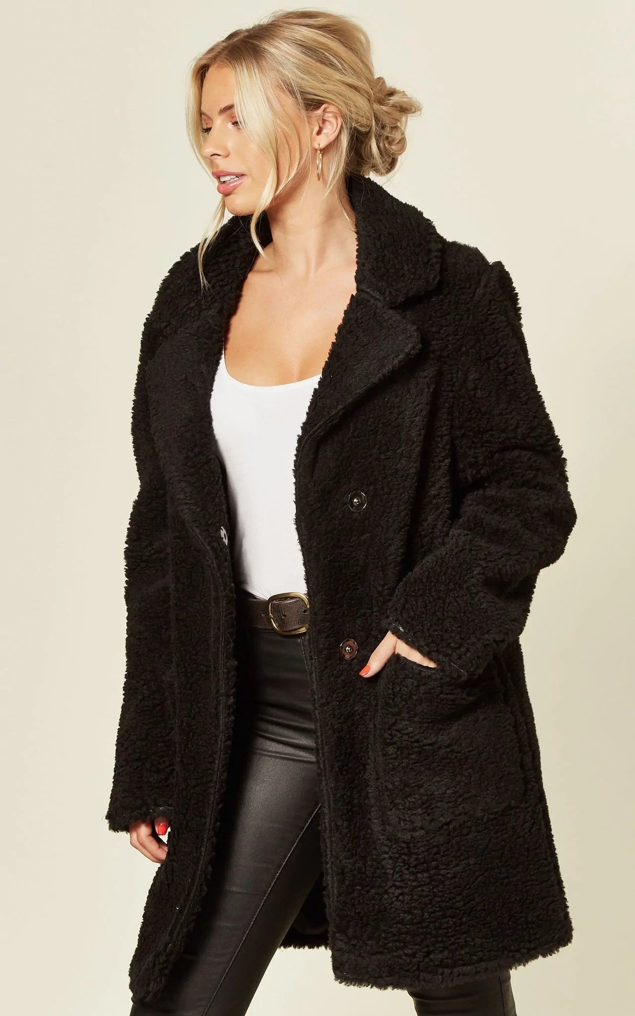 Stud Button Borg Teddy Coat (1905)