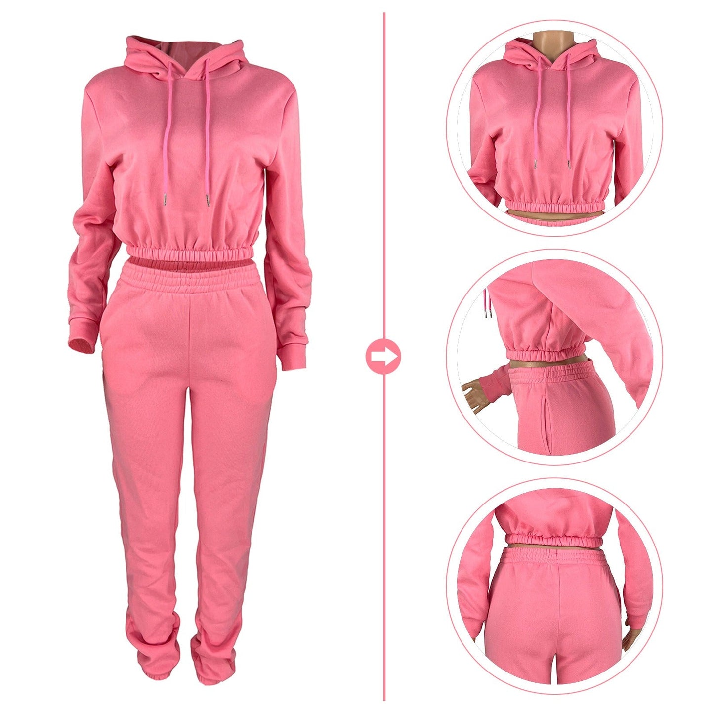 Women's Spring And Winter Plush Sports Casual Suit Hoodie+Jogging Pant