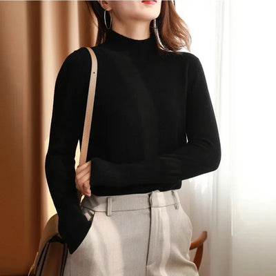 Autumn Winter chic Bottom Sweaters Women Fashion Turtleneck Pullover