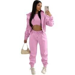 Custom LOGO made autumn women's thick 2-piece sportswear jogger suit