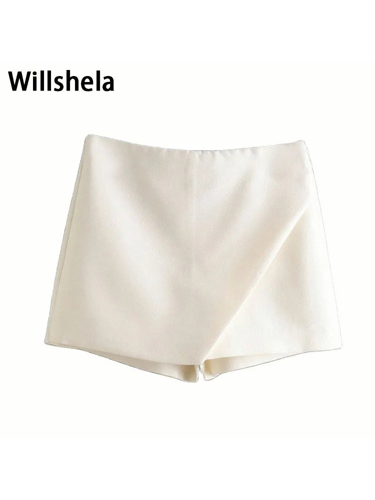 Willshela Women Fashion Asymmetrical Shorts Skirts High Waist Back