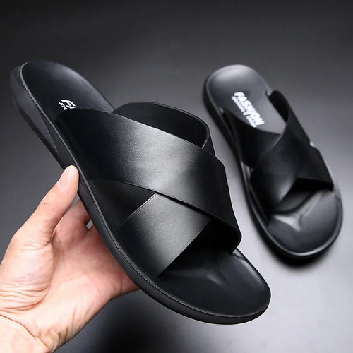 Sandals for Men Slippers Genuine Leather Luxury Brand Fashion  Men