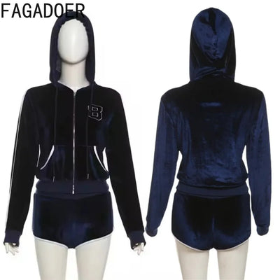 FAGADOER Autumn Casual 2 Piece Sets Outfit Women Zipper Long Sleeve