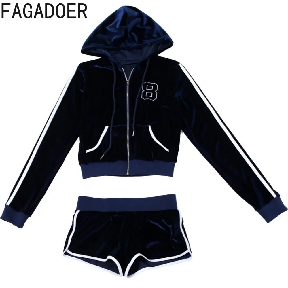 FAGADOER Autumn Casual 2 Piece Sets Outfit Women Zipper Long Sleeve