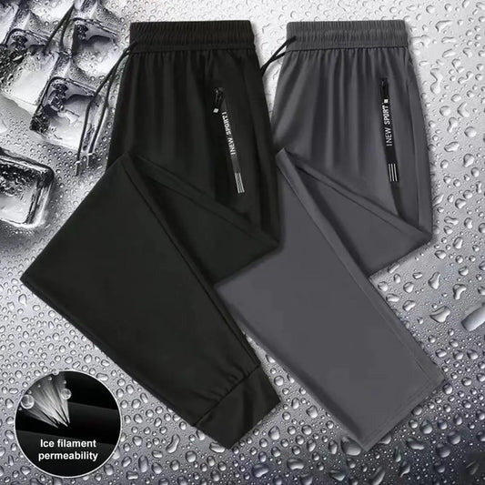 Men's Summer Ice Silk Pants Mesh Quick drying Ankle-banded Breathable