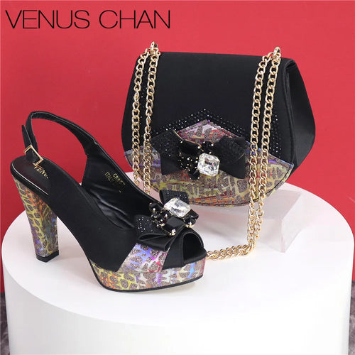 Fashion Design African Style Banquet Shoes And Bag Sexy High Heels And