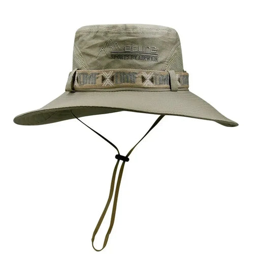 Summer Men Bucket Hat Outdoor UV Protection Wide Brim Panama Safari