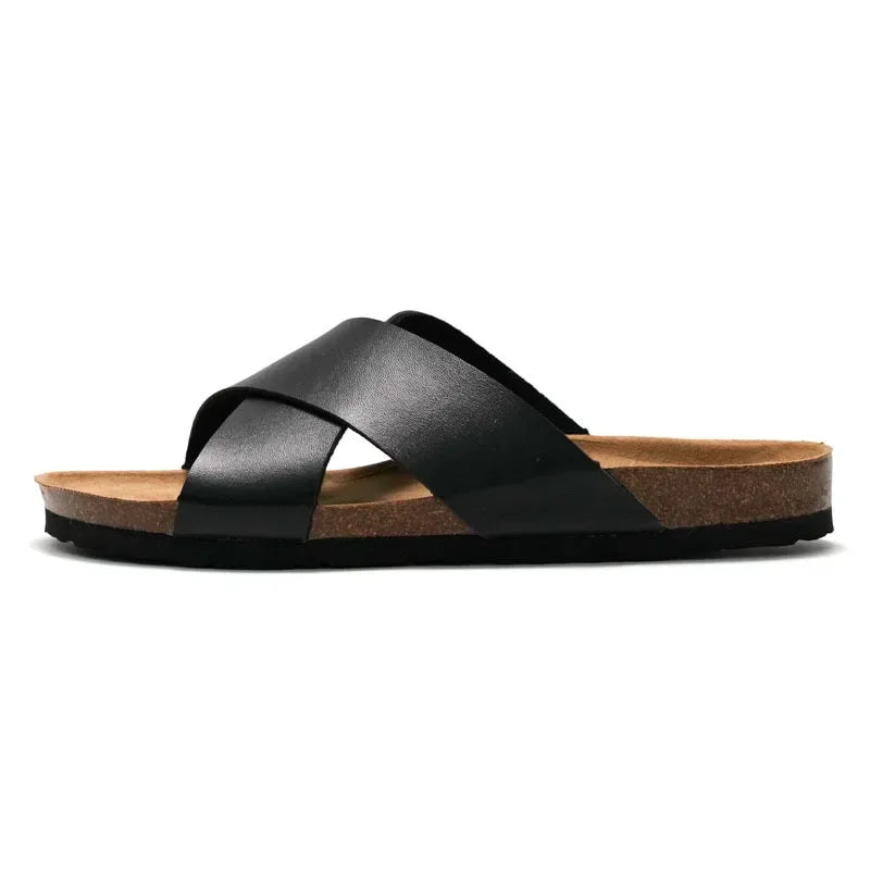 2025 New Men Beach Cork Slippers Summer Women Solid Color Non-slip