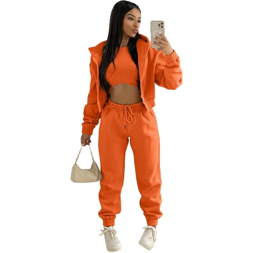 Custom LOGO made autumn women's thick 2-piece sportswear jogger suit