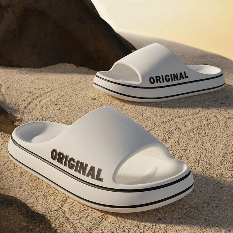 Feslishoet Summer Cool Women Men Slippers Soft Sandals Women Beach