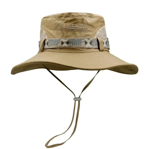 Summer Men Bucket Hat Outdoor UV Protection Wide Brim Panama Safari