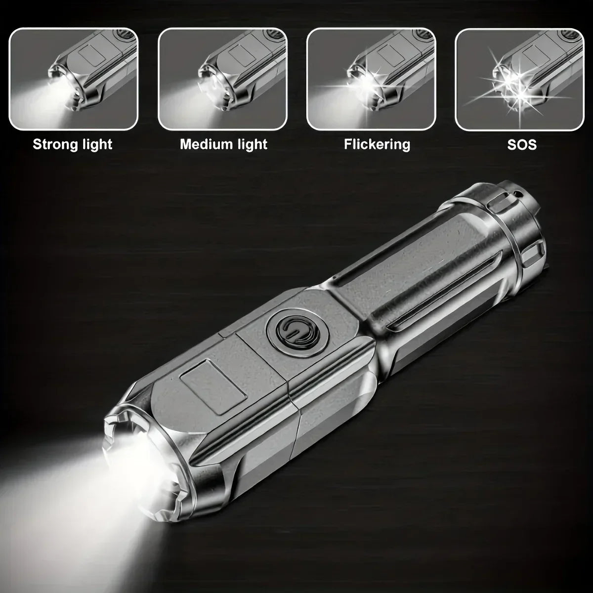 Powerful LED Flashlight Telescopic Zoom Tactical Torch USB Charging