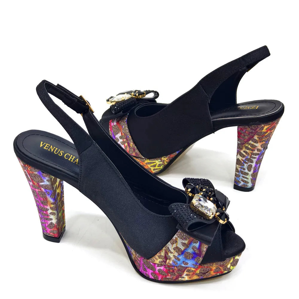 Fashion Design African Style Banquet Shoes And Bag Sexy High Heels And