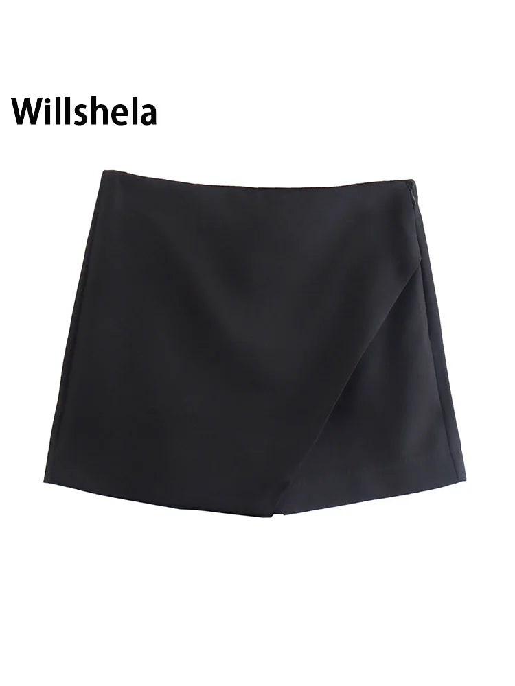 Willshela Women Fashion Asymmetrical Shorts Skirts High Waist Back