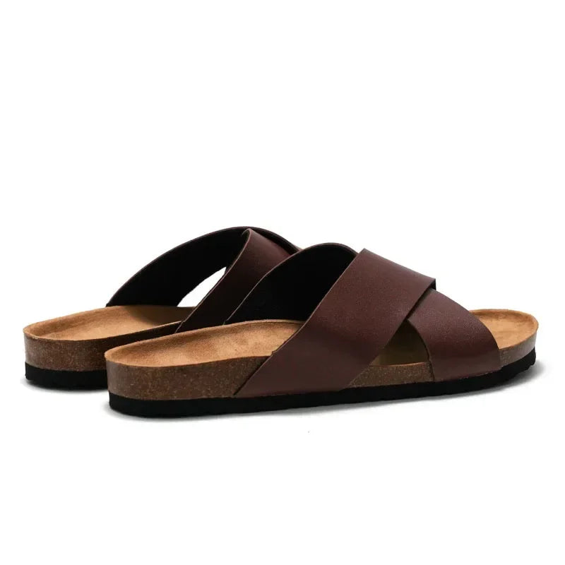 2025 New Men Beach Cork Slippers Summer Women Solid Color Non-slip