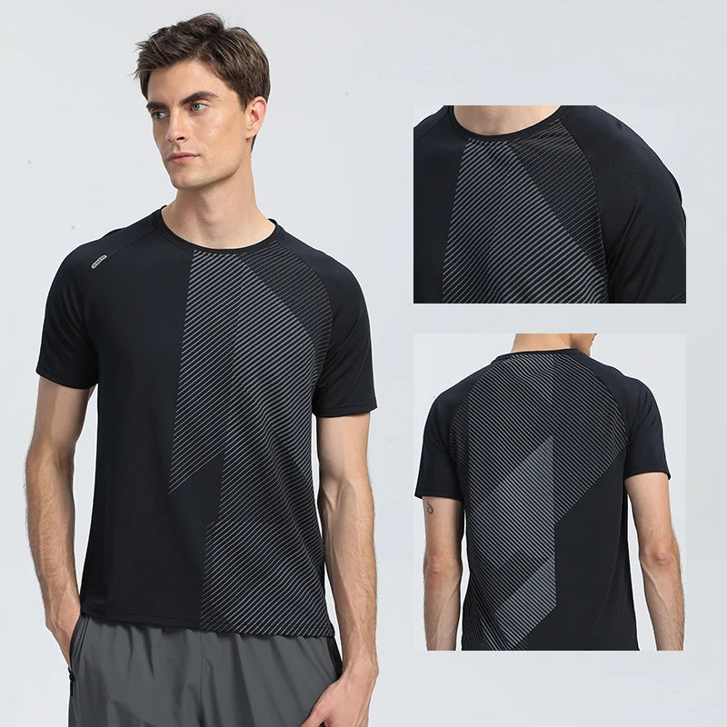 Quick Dry Men Running T-shirt Fitness Sports Top Gym Training Shirt