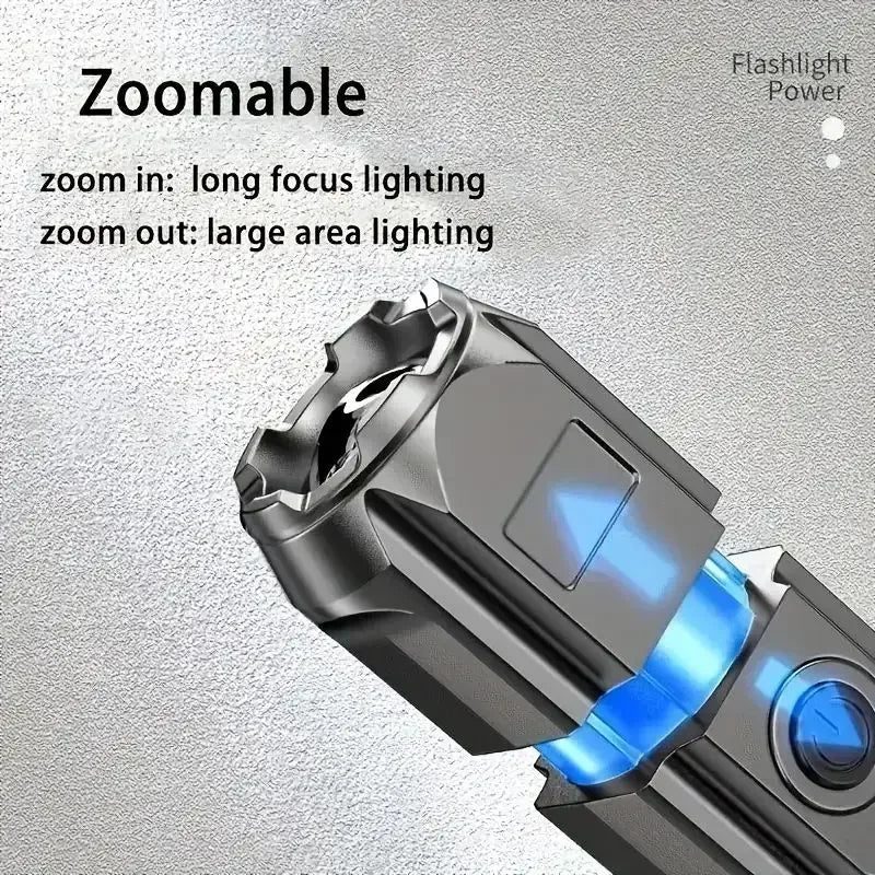 Powerful LED Flashlight Telescopic Zoom Tactical Torch USB Charging