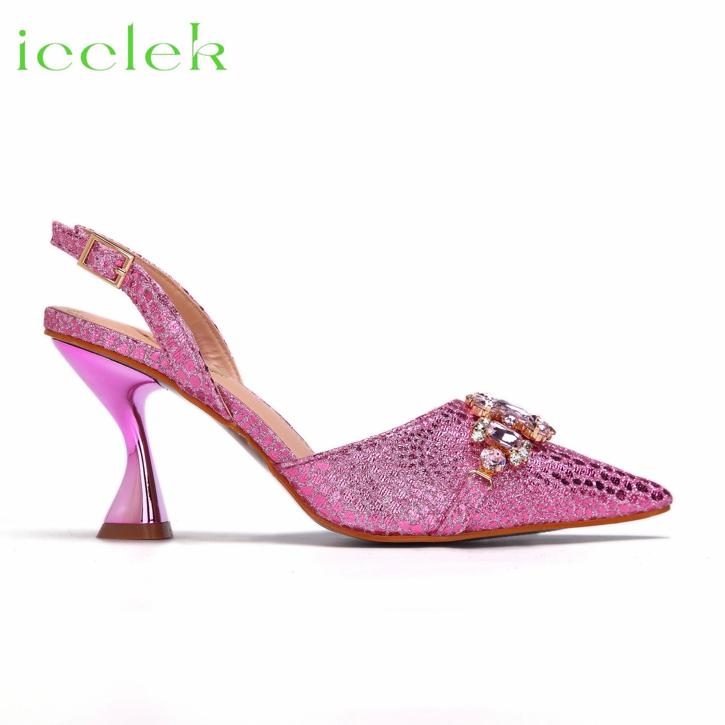 New Arrivals Special Design Pink Color African Women Shoes and Bag Set