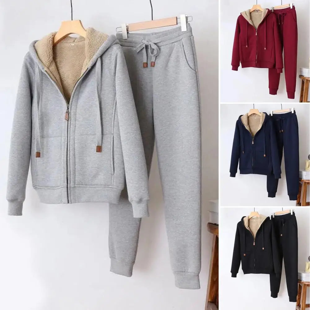 Women's Sweatshirt Pants Suit Autumn and Winter Warm Long-sleeved