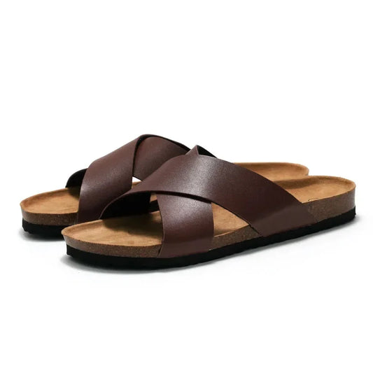 2025 New Men Beach Cork Slippers Summer Women Solid Color Non-slip