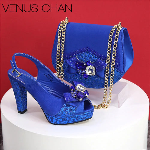 Fashion Design African Style Banquet Shoes And Bag Sexy High Heels And