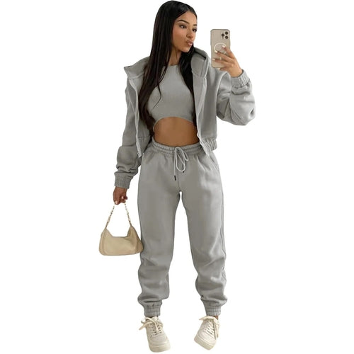 Custom LOGO made autumn women's thick 2-piece sportswear jogger suit