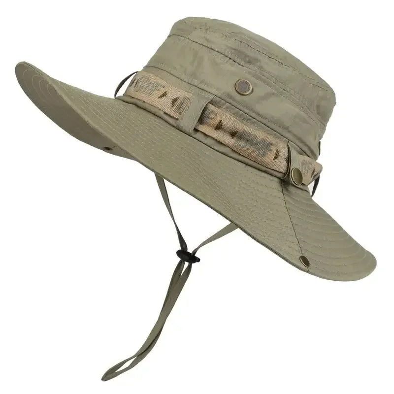 Summer Men Bucket Hat Outdoor UV Protection Wide Brim Panama Safari