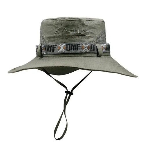 Summer Men Bucket Hat Outdoor UV Protection Wide Brim Panama Safari