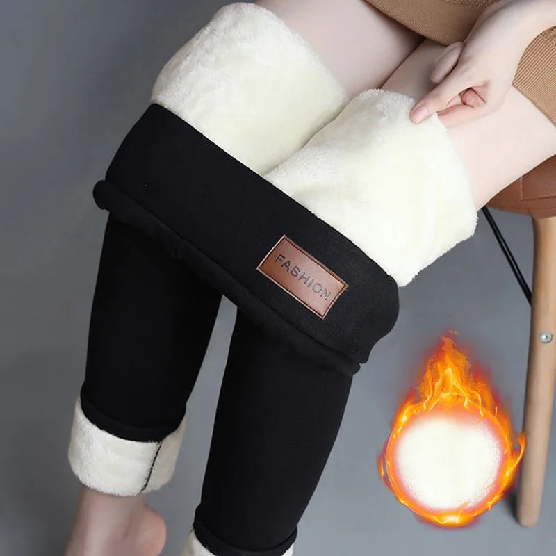 CHRLEISURE Women Winter Warm Thicken Leggings Fleece Pants Female