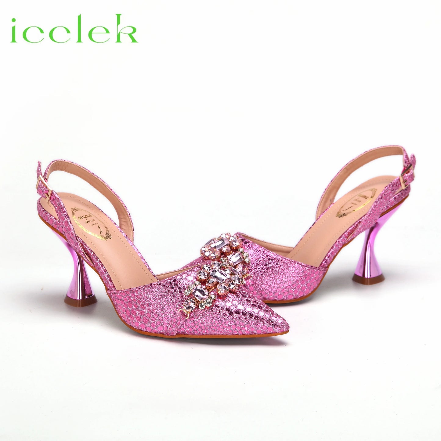 New Arrivals Special Design Pink Color African Women Shoes and Bag Set