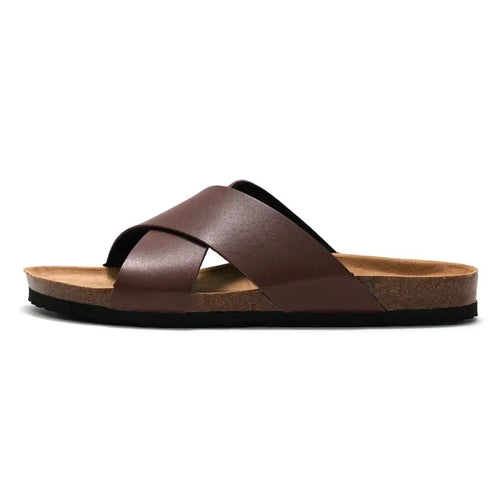 2025 New Men Beach Cork Slippers Summer Women Solid Color Non-slip