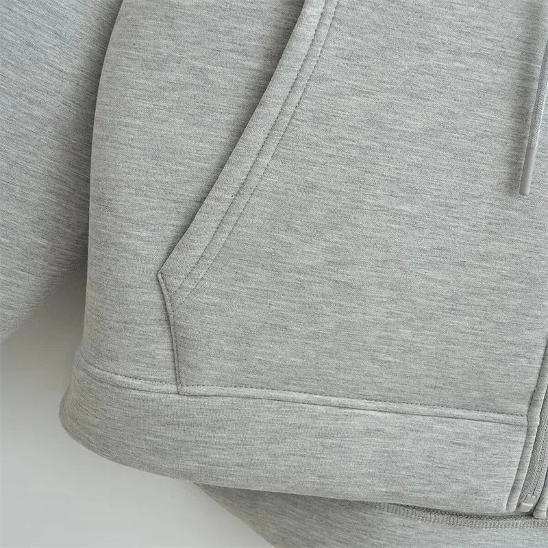 Winter New Women's Zipper Hoodie High Street Unisex style Double