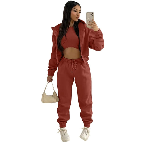 Custom LOGO made autumn women's thick 2-piece sportswear jogger suit