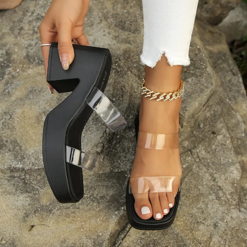 Women Wedges Sandals High Heels Shoes 2024 New Summer Beach Platform