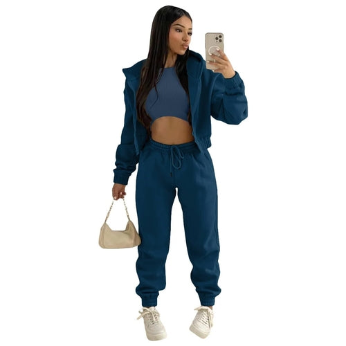 Custom LOGO made autumn women's thick 2-piece sportswear jogger suit