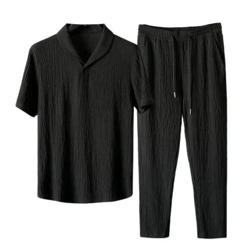 Male Jogger Tracksuit Men's Casual Summer Outfit Set with Short Sleeve