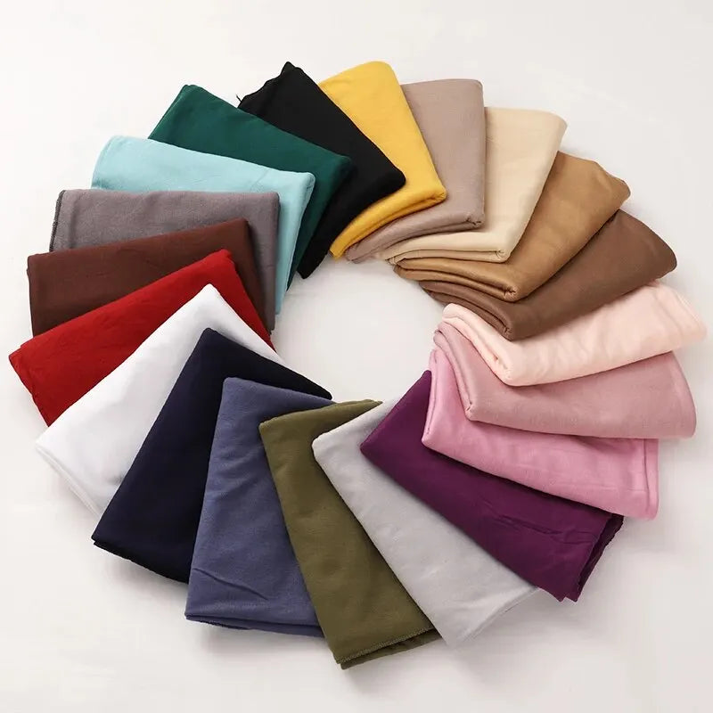 Modal Cotton Jersey Hijab Scarf Long Muslim Shawl Plain Soft Turban