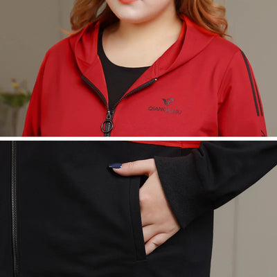 6XL Plus Size Autumn Women Sportswear Tracksuit Loose Jacket