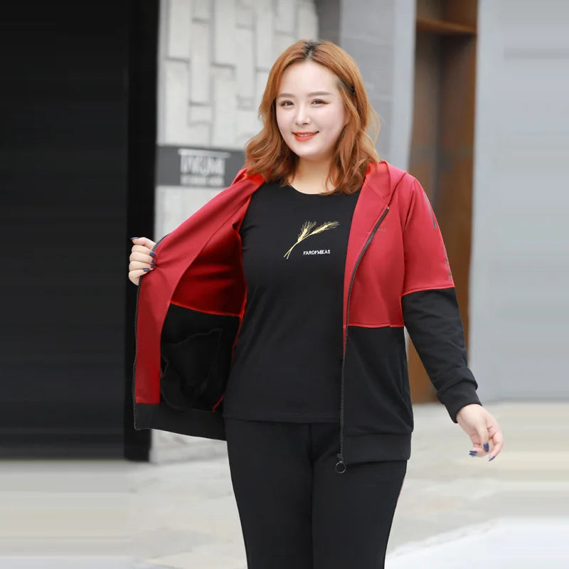 6XL Plus Size Autumn Women Sportswear Tracksuit Loose Jacket