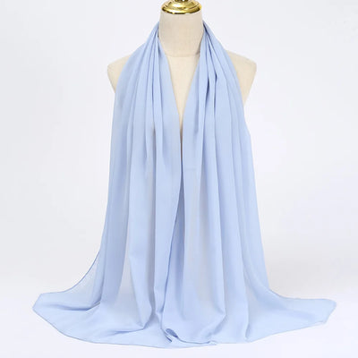 Ramadan Muslim Chiffon Hijabs For Woman Plain Color Headscarf Long