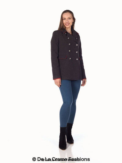 De La Creme Womens Military Style Pea Coat