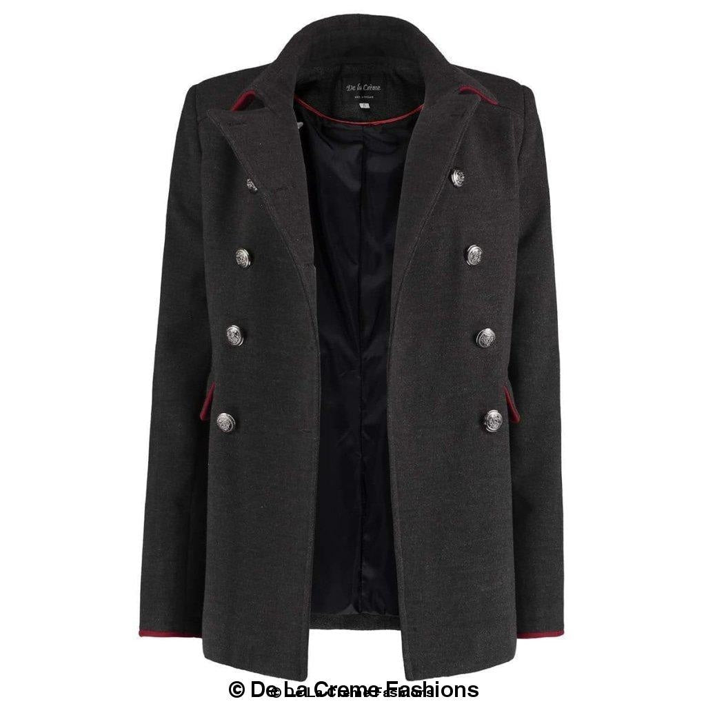 De La Creme Womens Military Style Pea Coat