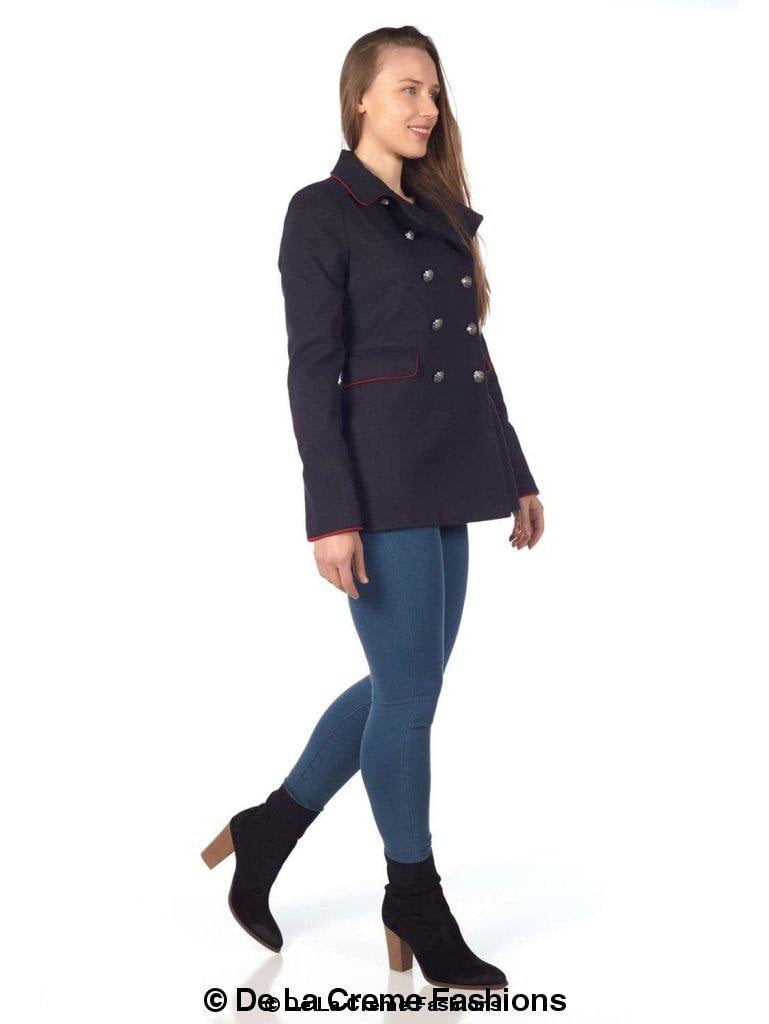 De La Creme Womens Military Style Pea Coat