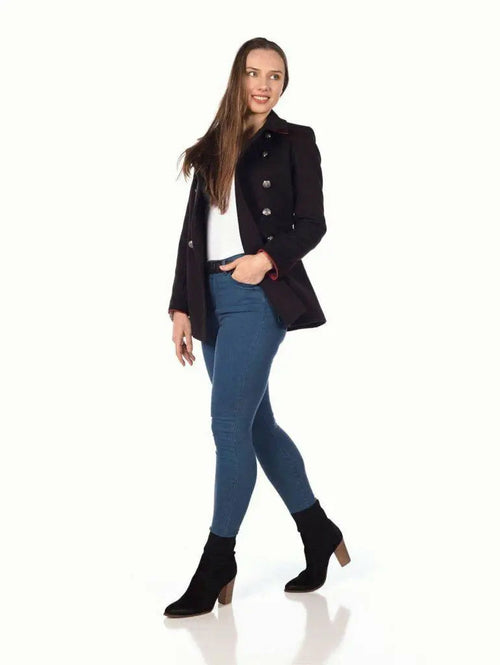 De La Creme Womens Military Style Pea Coat