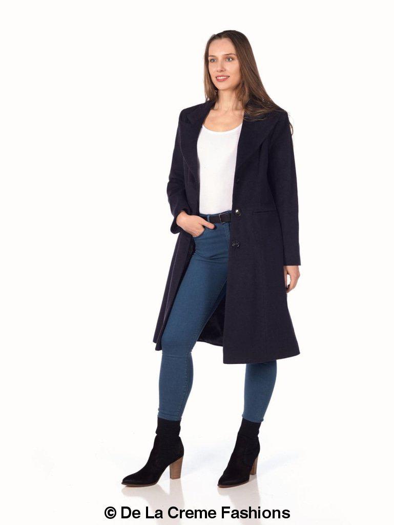 De La Creme - Women's Mohair Blend Longline Winter Coat