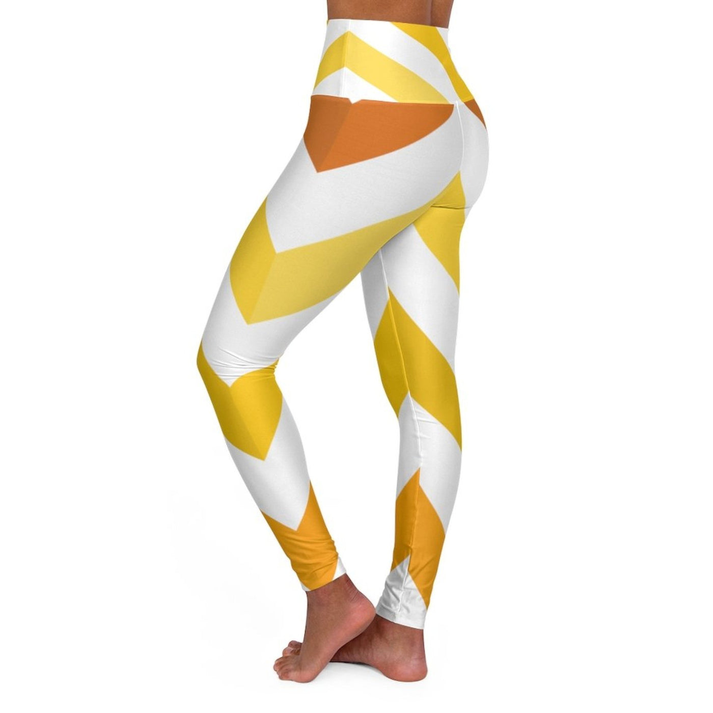 Womens High-waist Fitness Legging Yoga Pants - Yellow White