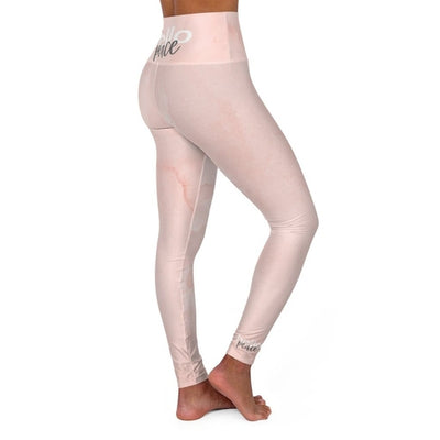 Womens High-waist Fitness Legging Yoga Pants - Pink Peach Marble